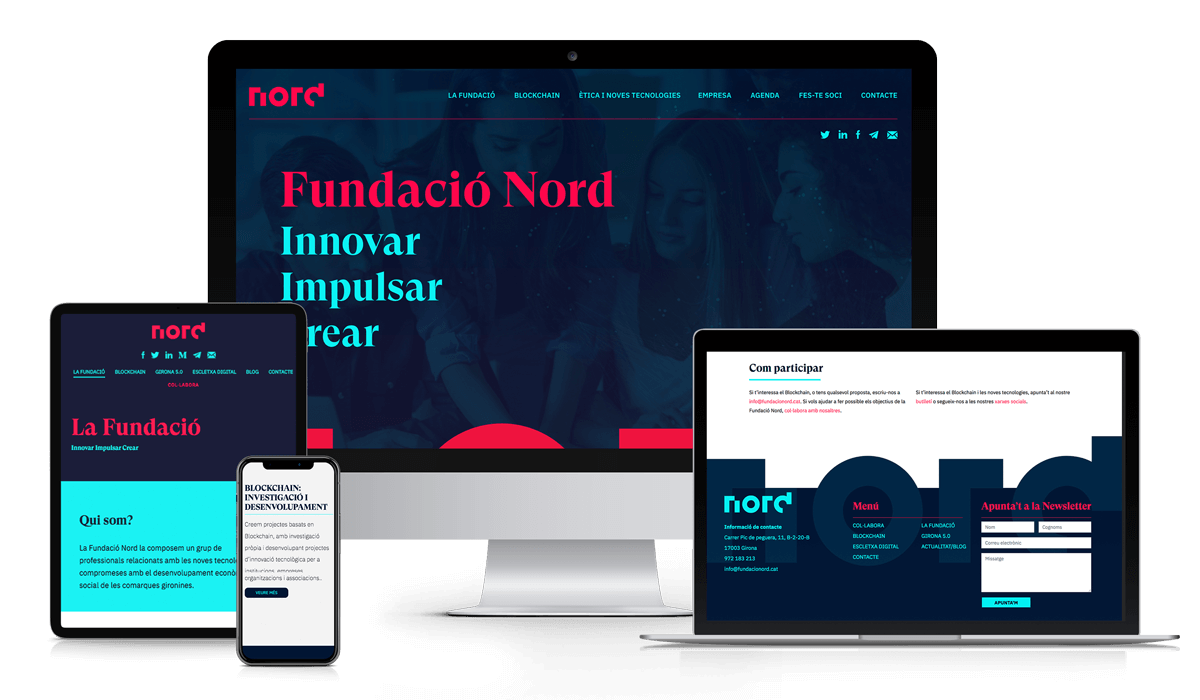 Vista del sitio web "Fundació Nord" en diferentes dispositivos
