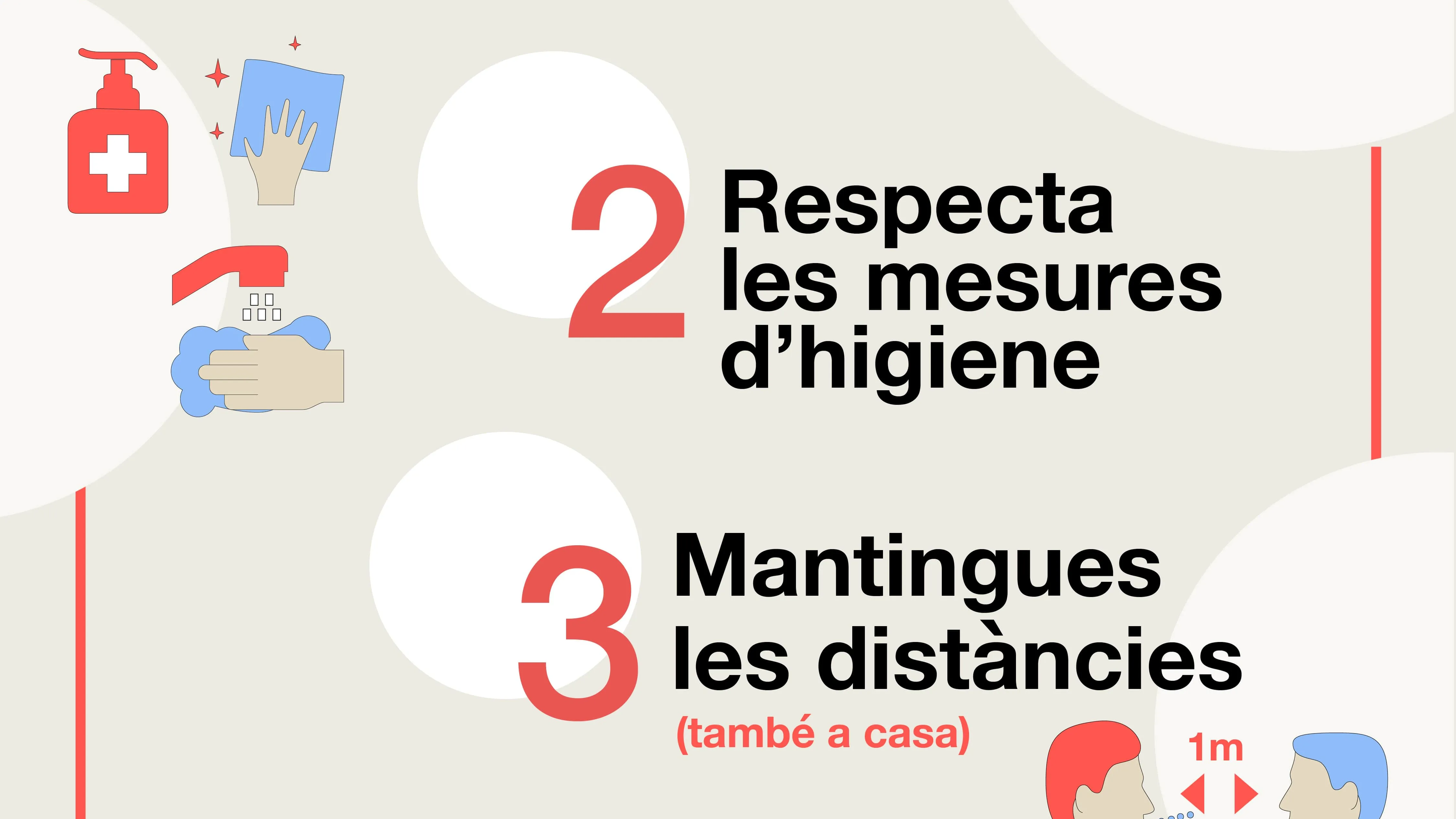 Quédate en casa, respeta las medidas de higiene y mantén las distancias. Generalitat de Catalunya. Salut